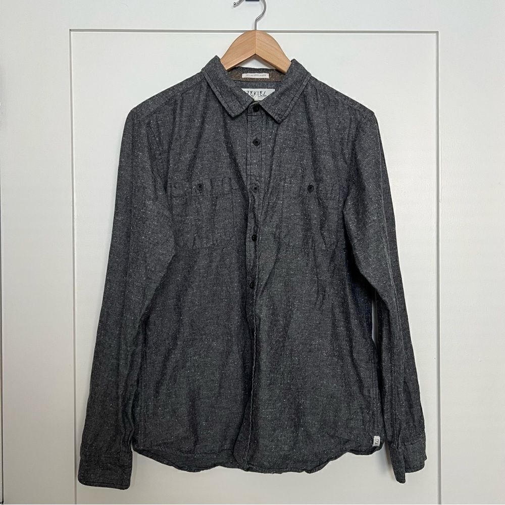 EZEKIEL Shirt Mens Medium Charcoal Gray Long Sleeve Button Up 100% Cotton